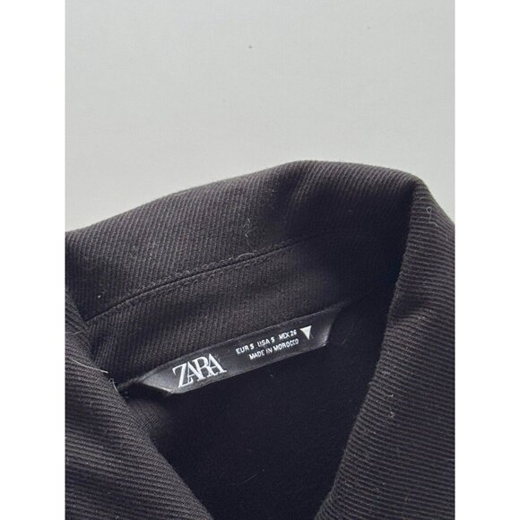 NWOT ZARA Black Serge Twill Oversized Batwing Sleeve Button Down Shirt, Size S - Picture 9 of 10